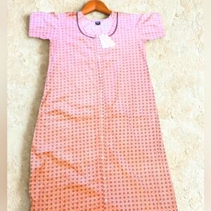 NWT Brand New ETE Pink Geometric Print Loungewear -  Maxi Nightdress